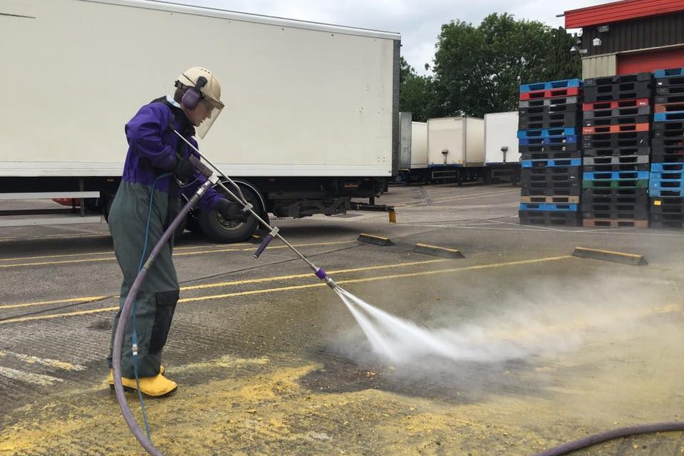 Pressure Washing a Car Park